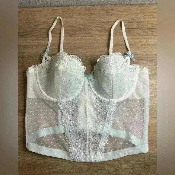 Victoria’s Secret I do corset baby blue/white bra size 36B - Picture 1 of 5